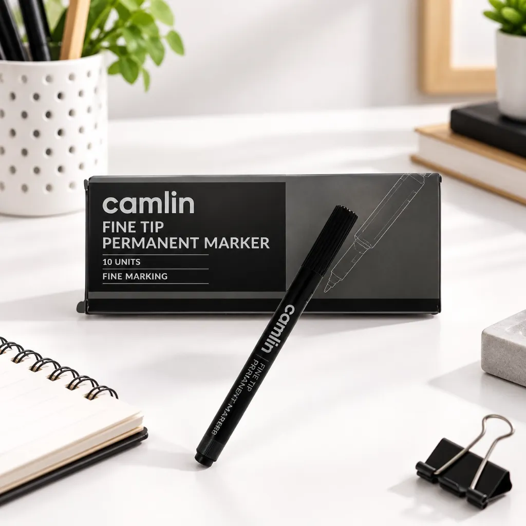 Camlin Black Fine Tip Permanent Markers – Pack of 10 (2).webp
