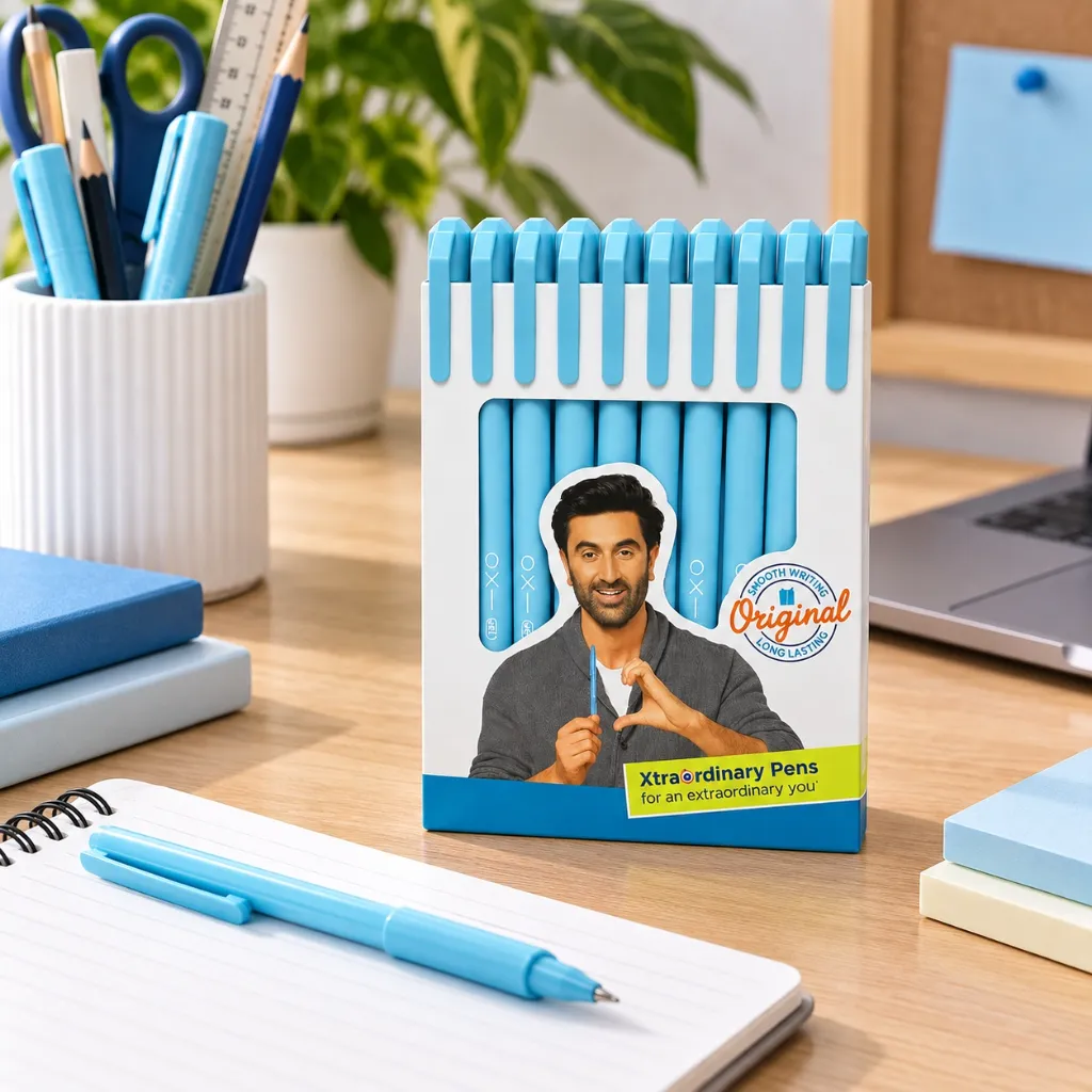 Hauser XO Blue Ball Pen – Pack of 10 – Matte Finish – Smooth Writing.webp