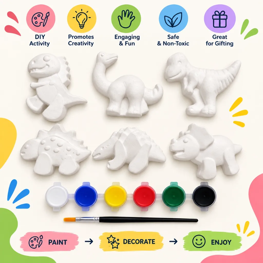 DIY Dinosaur Painting Kit for Kids  6 Dinosaur Figures with 6 Paint Colors & Brush (5).webp