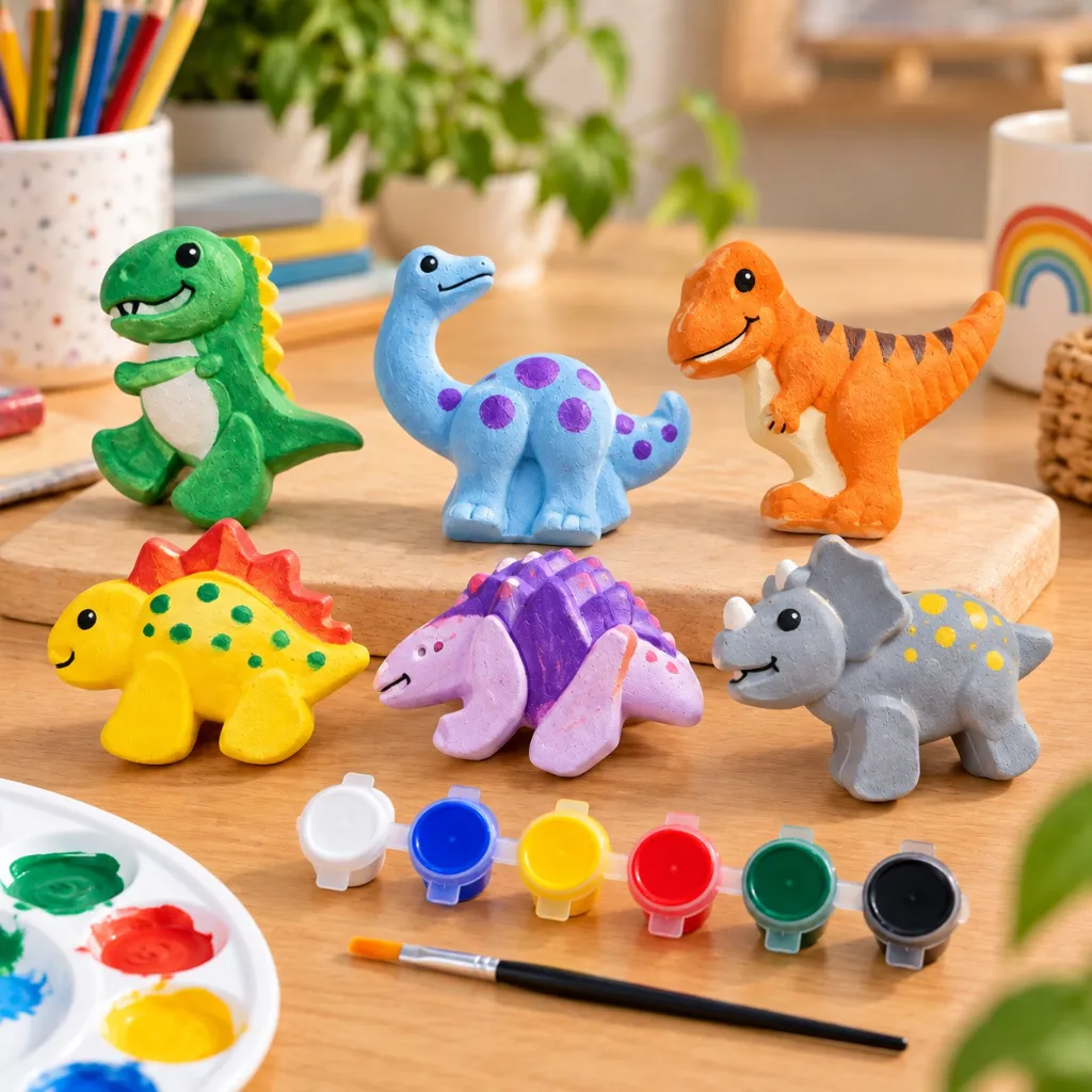 DIY Dinosaur Painting Kit for Kids  6 Dinosaur Figures with 6 Paint Colors & Brush (3).webp
