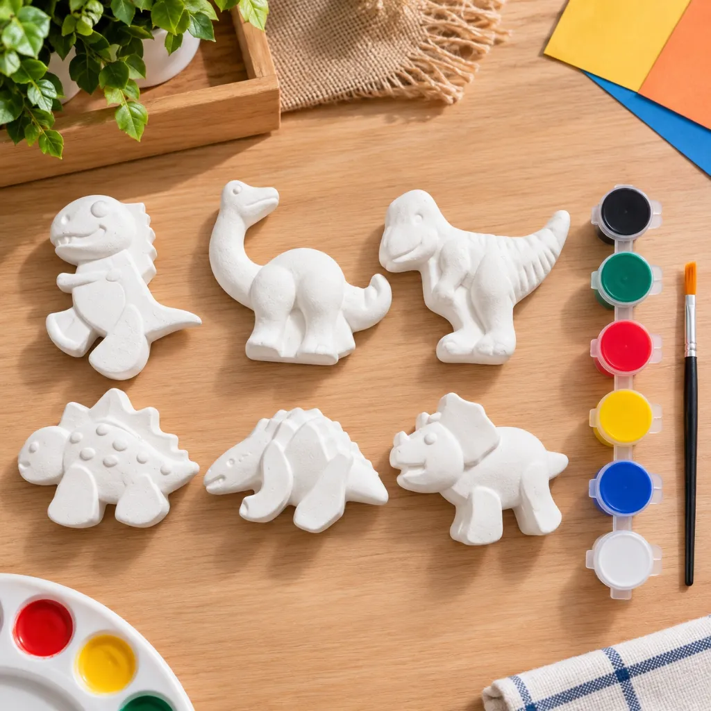 DIY Dinosaur Painting Kit for Kids  6 Dinosaur Figures with 6 Paint Colors & Brush.webp
