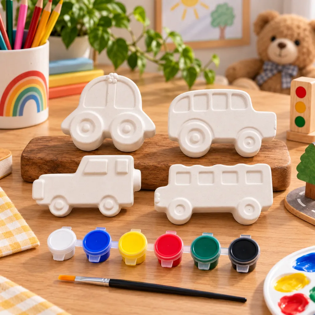 DIY Vehicle Painting Kit for Kids  4 Vehicle Figures with 6 Paint Colors & Brush (2).webp