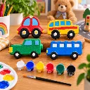 DIY Vehicle Painting Kit for Kids  4 Vehicle Figures with 6 Paint Colors & Brush.webp
