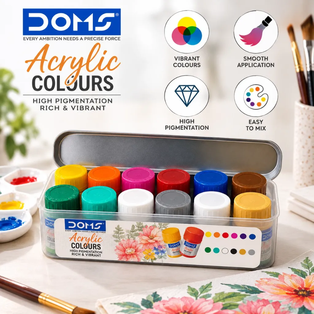 DOMS Acrylic Paint 12 Shades Set.webp