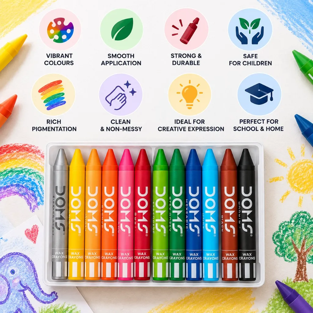 DOMS Wax Crayons 12 Shades.webp