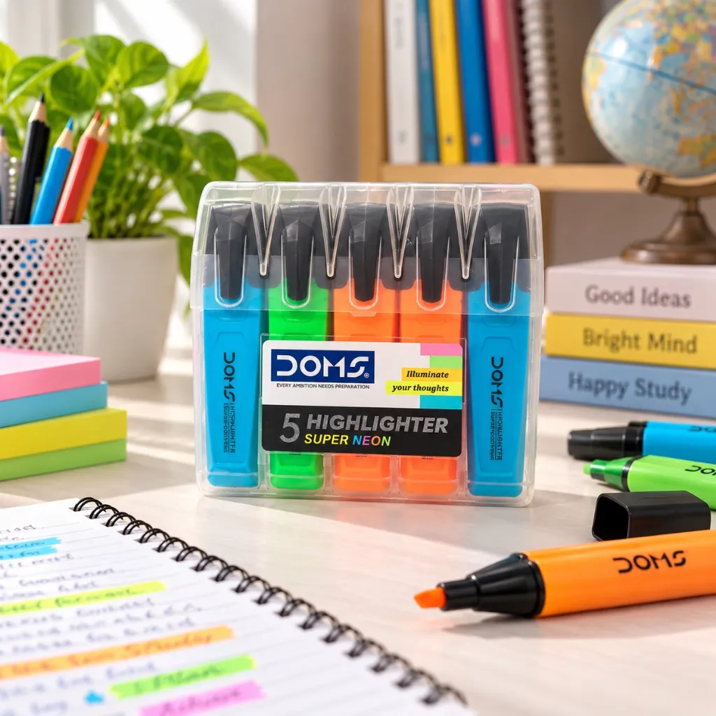 DOMS Super Neon Highlighter Set of 5 (5).webp