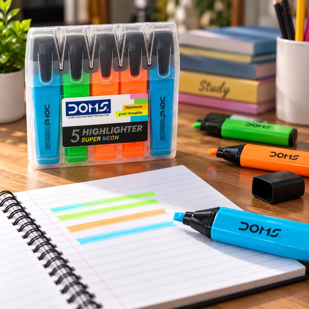 DOMS Super Neon Highlighter Set of 5 (2).webp