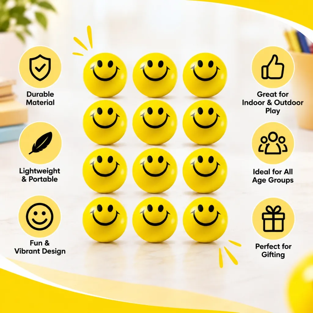 Soft Yellow Smiley Balls Pack of 12 (4).webp