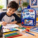 DOMS Stationery Kit 12 Pcs with Transparent Zipper Bag.webp