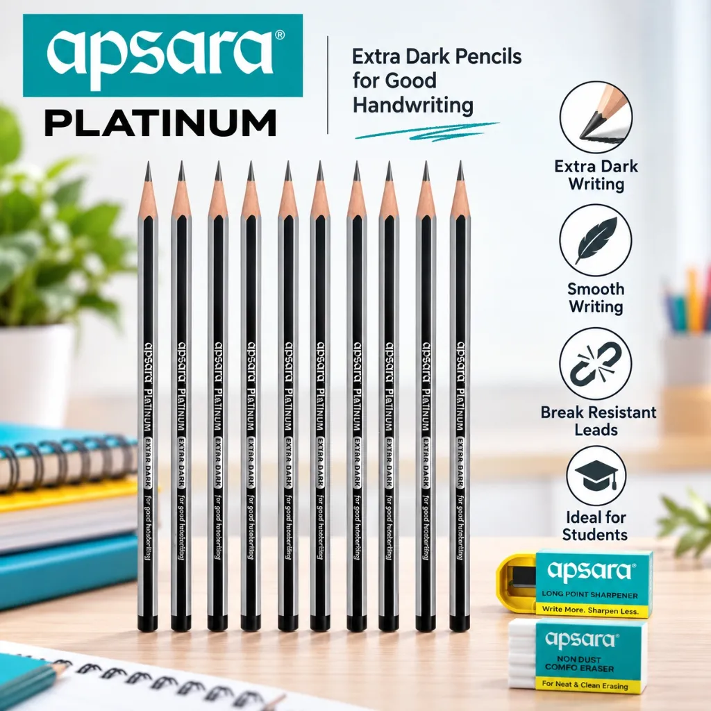Apsara Platinum Pencils Pack of 10 with Free Sharpener & Eraser (3).webp
