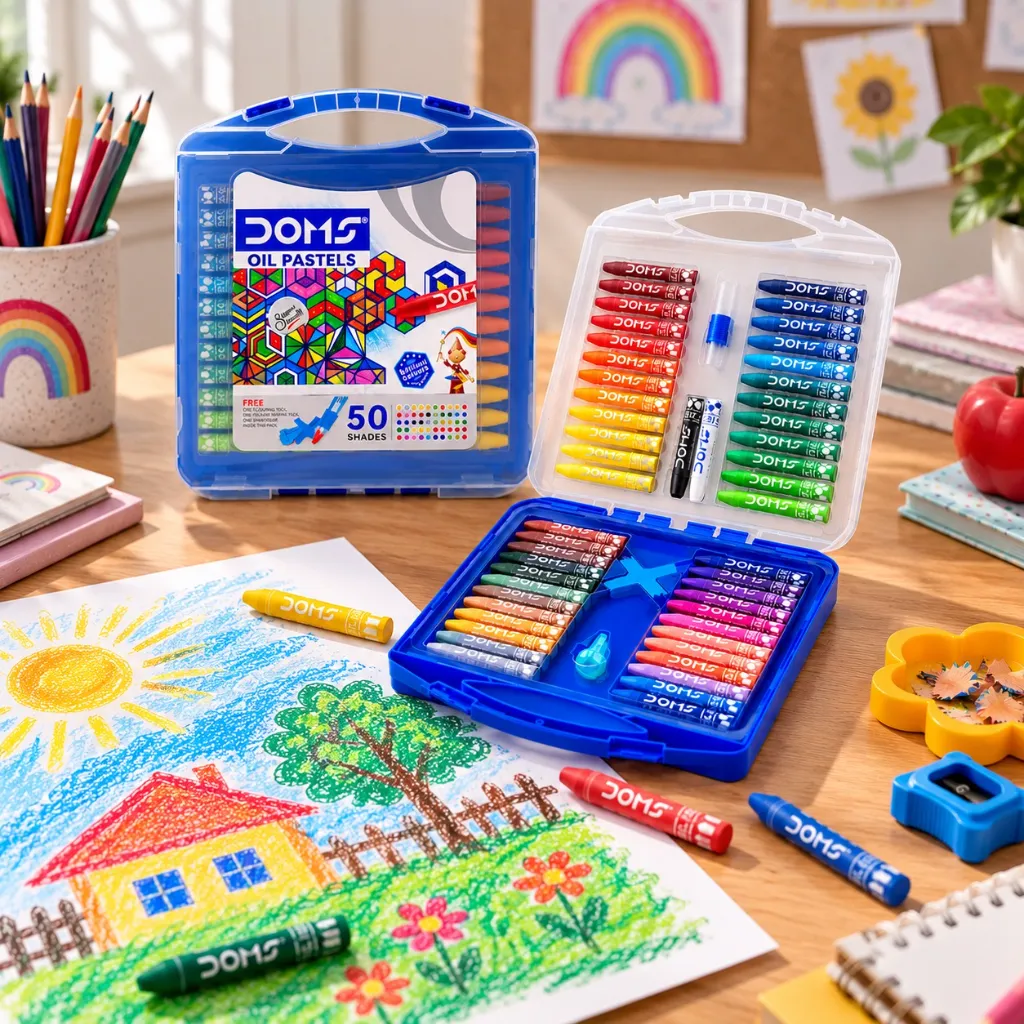 DOMS Oil Pastels 50 Shades Set with Scrapper Tool.webp