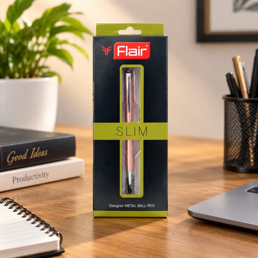 Flair Slim Designer Metal Ball Pen – Premium Blue Ink Smooth Writing Pen (4).webp