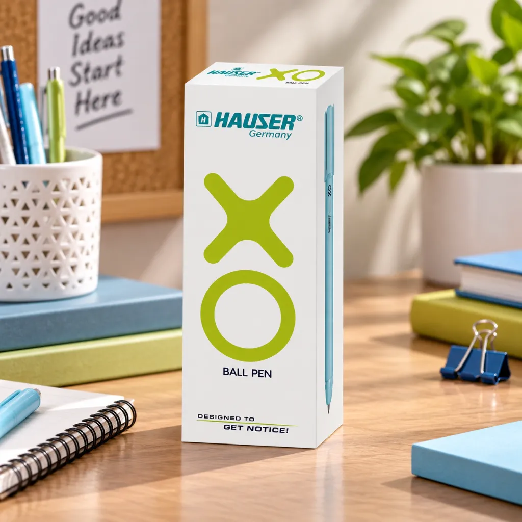 Hauser XO 0.7mm Ball Pen – Pack of 10 Smooth Writing Blue Ink Matte Finish (3).webp