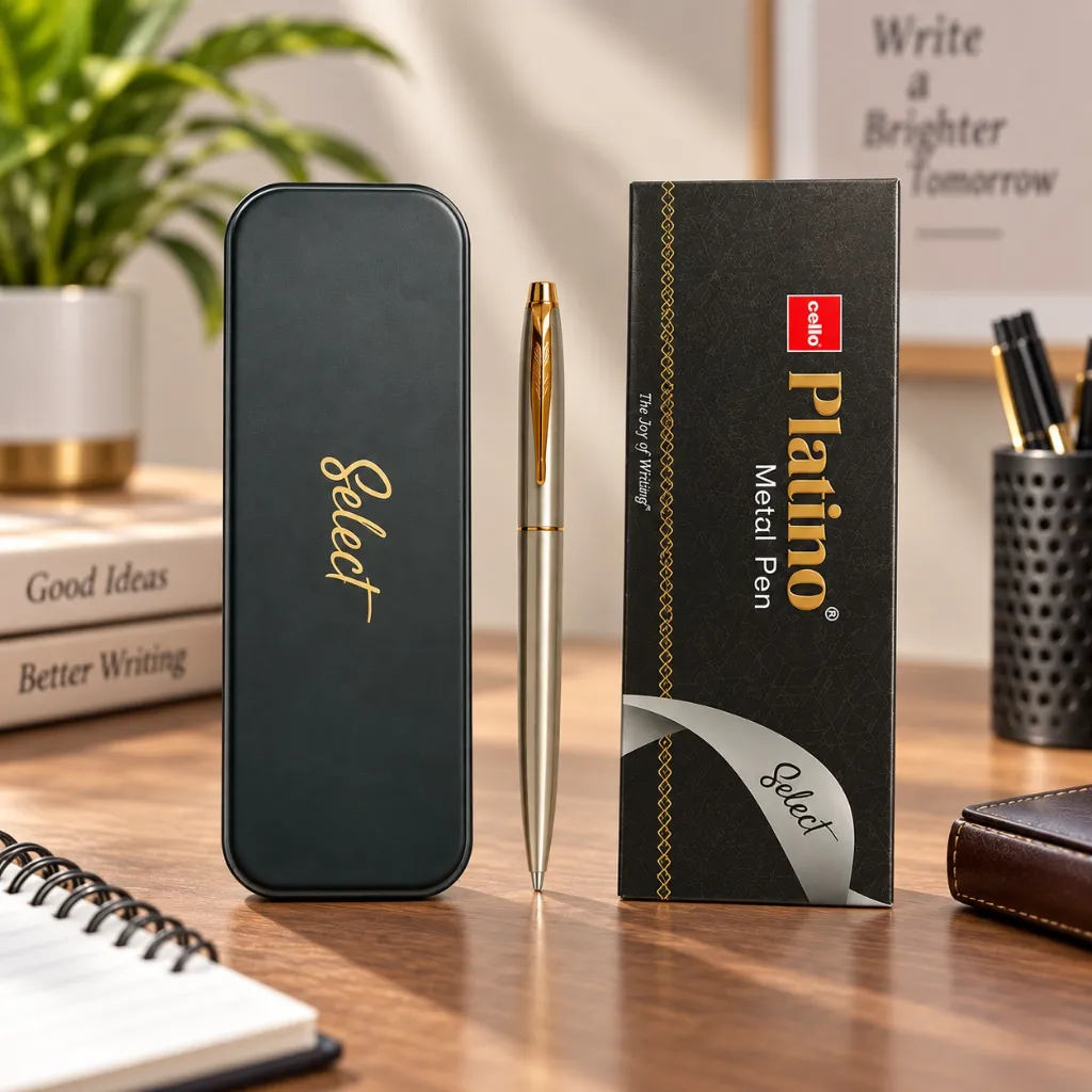Platino Metal Pen Gift Set – Stainless Steel Premium Ball Pen with Gift Box.webp