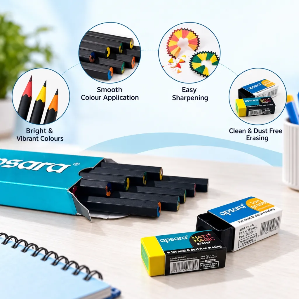 Apsara Matt Magic 2.0 Pencils – Pack of 10 Dual Color Wood Smooth Writing Pencils (4).webp