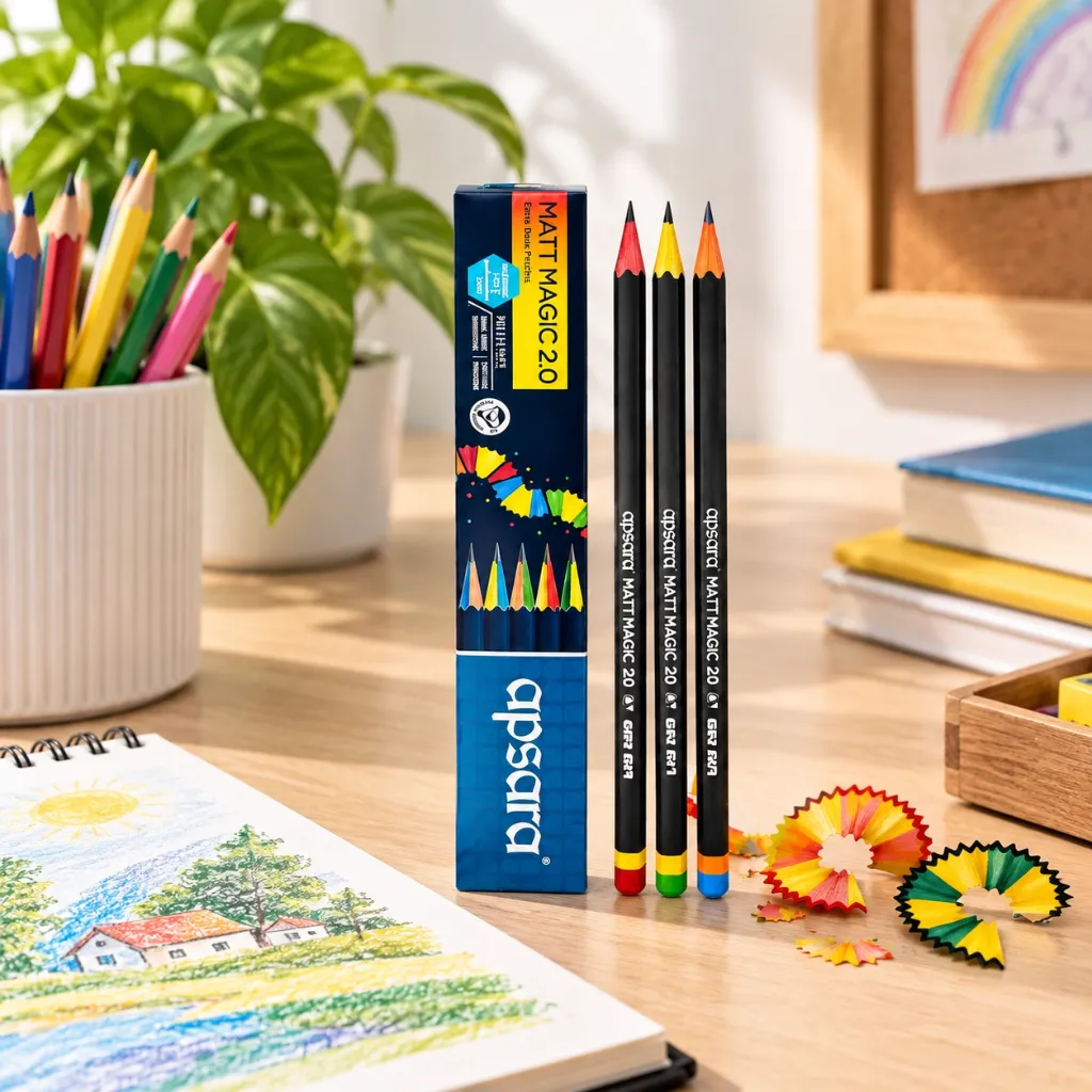 Apsara Matt Magic 2.0 Pencils – Pack of 10 Dual Color Wood Smooth Writing Pencils (3).webp