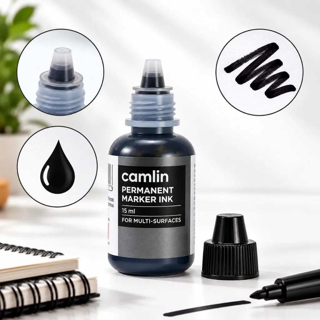 Camlin Permanent Marker Ink – 15ml (Black) (4).webp