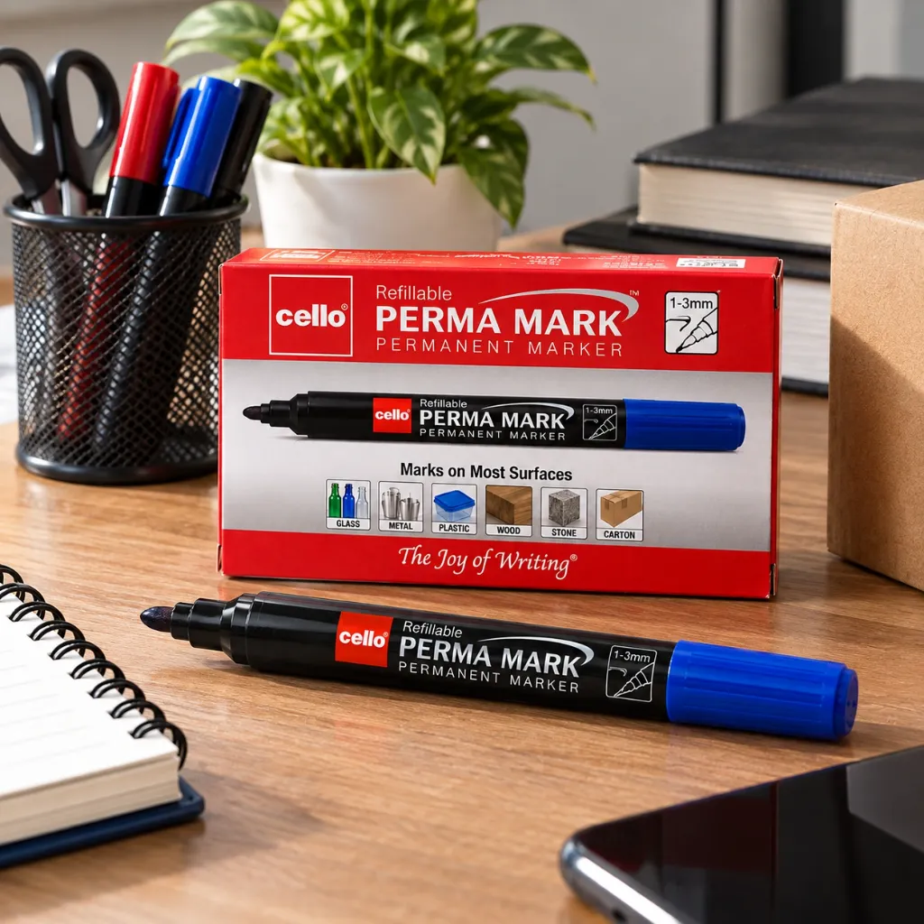 Cello Blue Permanent Marker Pack of 10 Perma Mark.webp