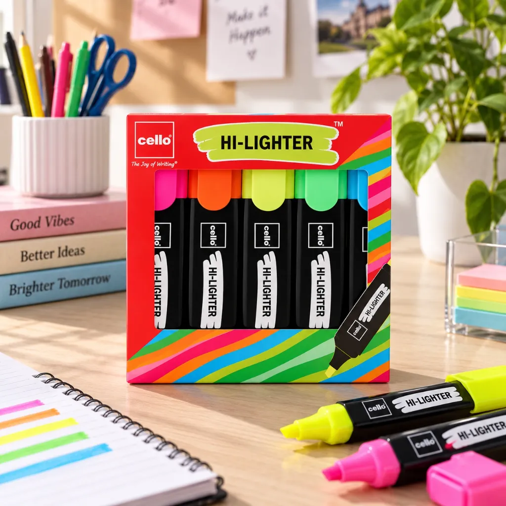 Cello Hi-Lighter (Pack of 5, Vivid Colors) (4).webp