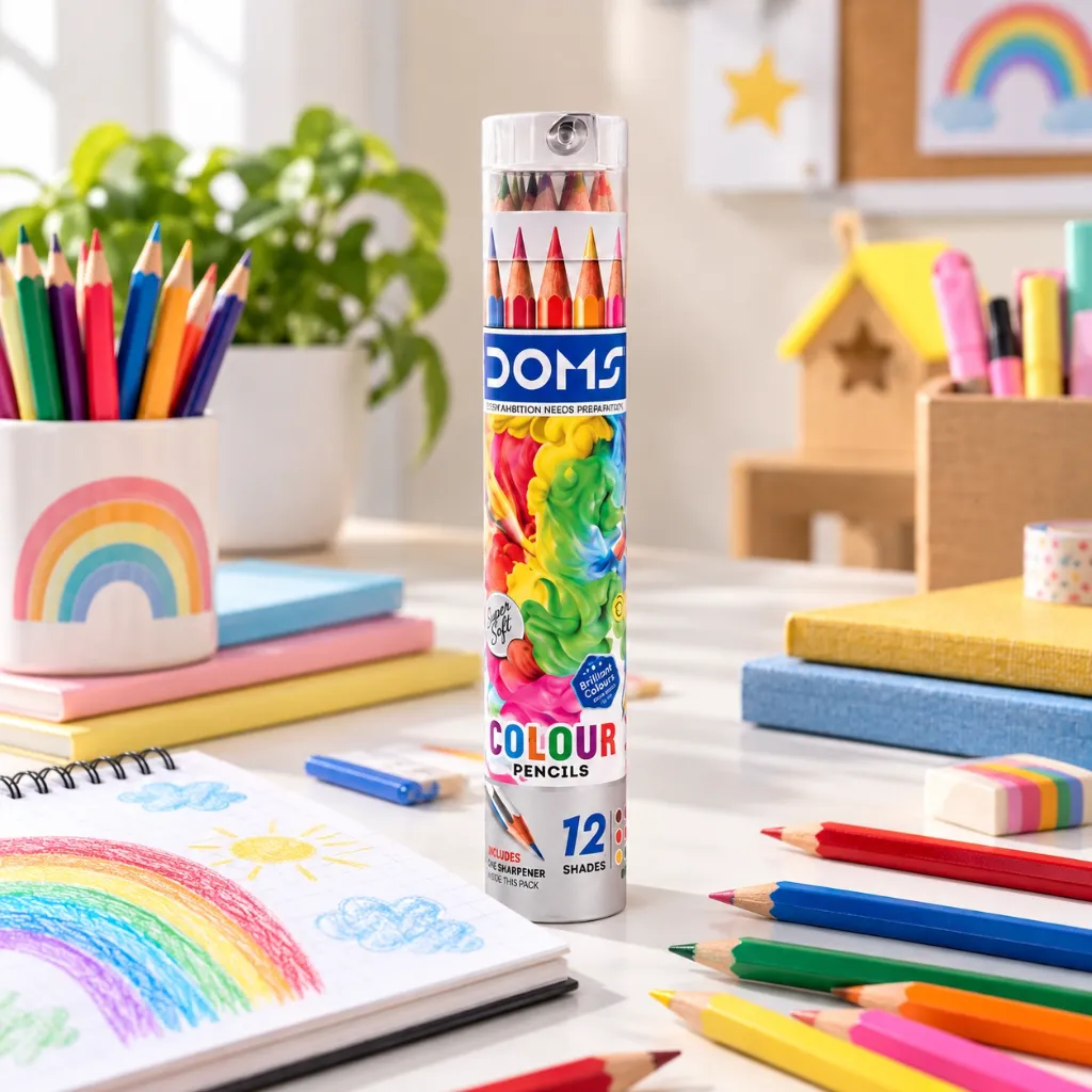 DOMS Colour Pencils Round Tin Set of 12 (4).webp