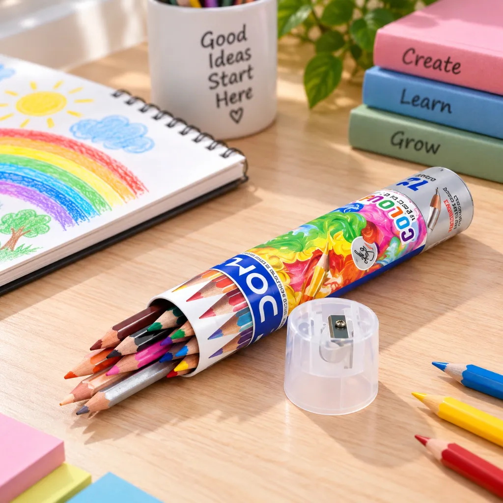DOMS Colour Pencils Round Tin Set of 12 (2).webp