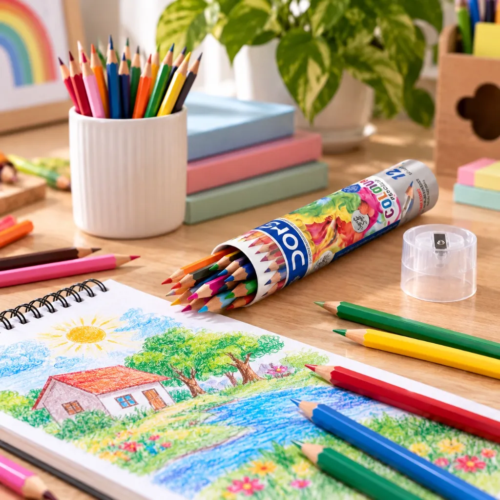 DOMS Colour Pencils Round Tin Set of 12.webp