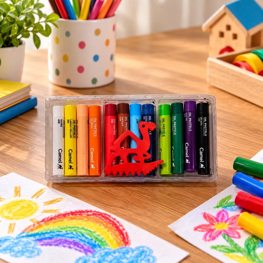 Camel Oil Pastels – 12 Multicolor Shades Smooth & Vibrant Coloring Set (3).webp