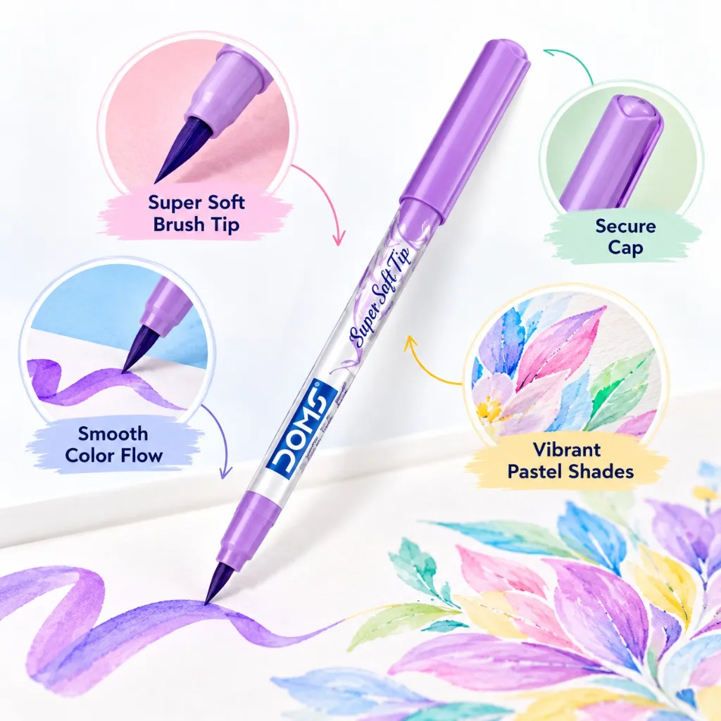 Doms Super Soft Tip Pastel Shades Brush Pen Set (4).webp
