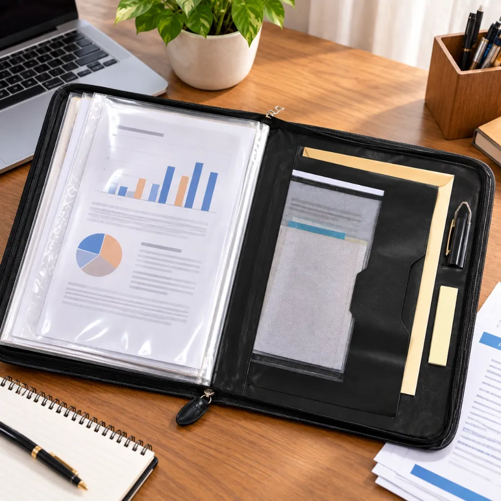 A4 Faux Leather Executive File Folder with Zip.webp