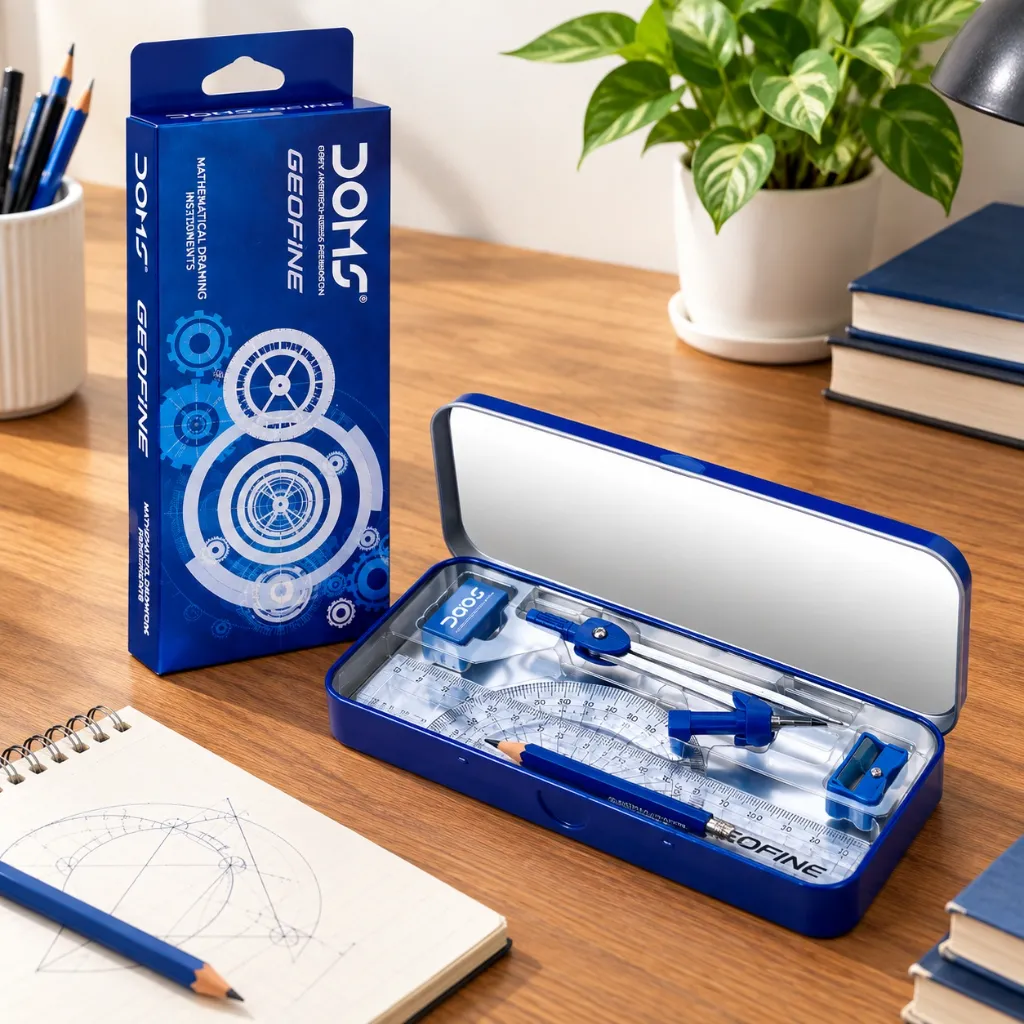 DOMS Geofine Geometry Box – Light Blue Complete Geometry Set for Students & Drawing (4).webp