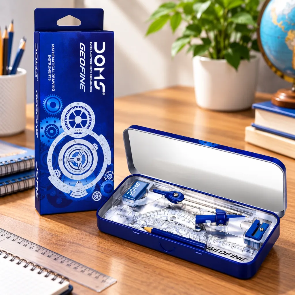 DOMS Geofine Geometry Box – Light Blue Complete Geometry Set for Students & Drawing (2).webp