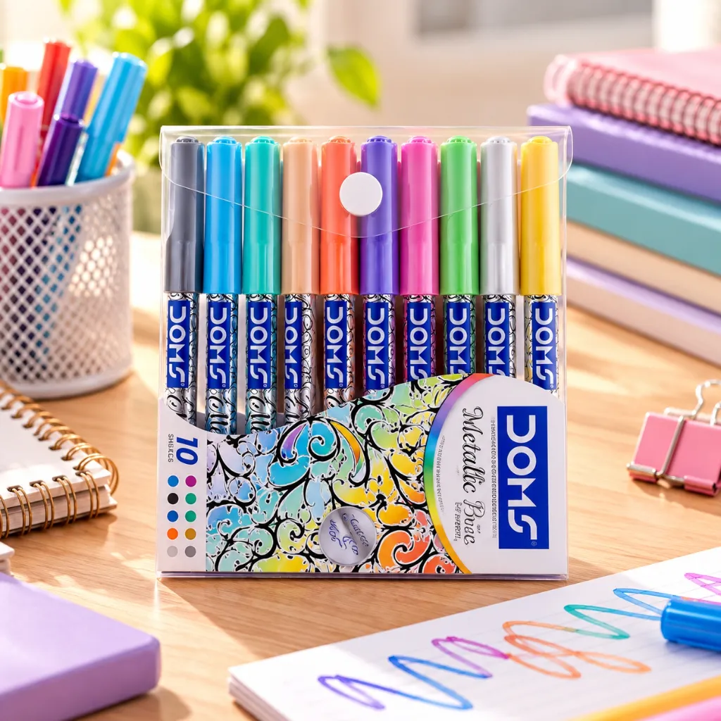 DOMS Brush Pens Metallic – Pack of 10 Shades Super Soft (4).webp