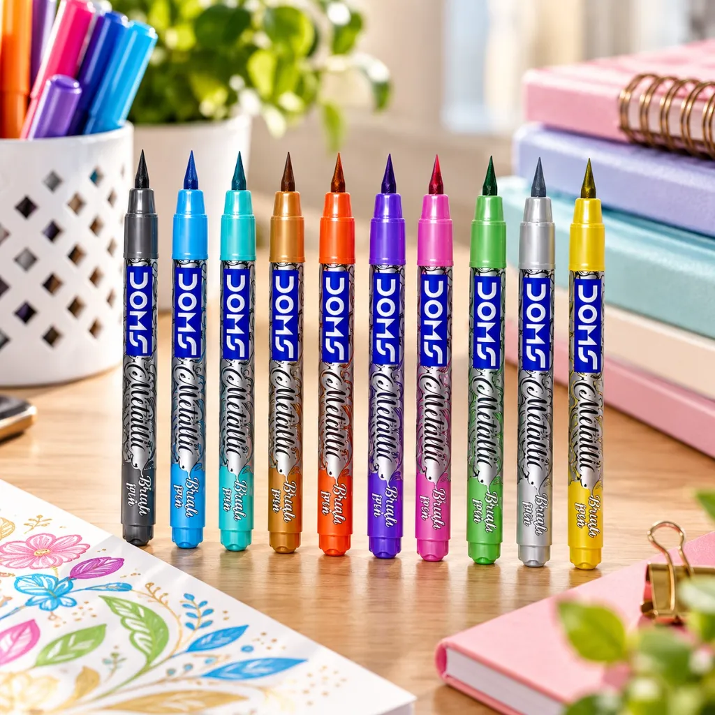 DOMS Brush Pens Metallic – Pack of 10 Shades Super Soft (2).webp
