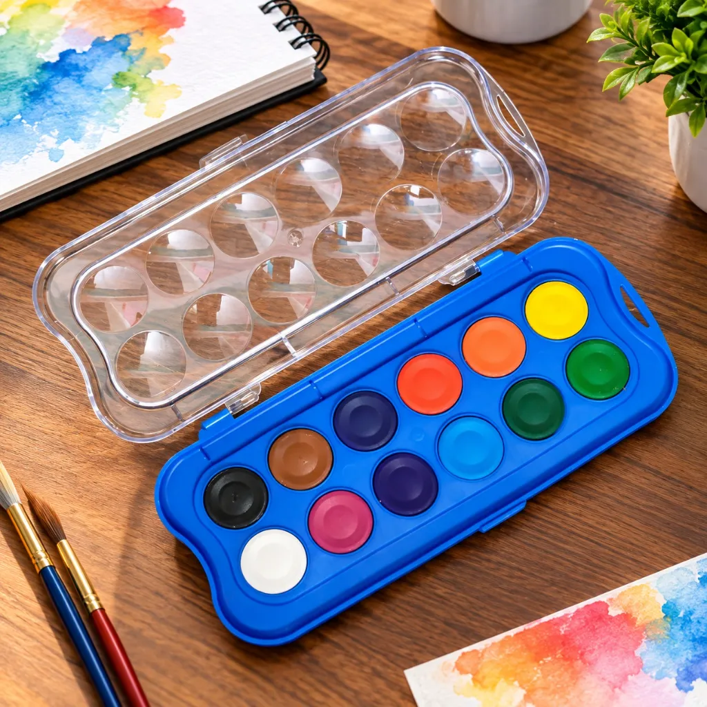 DOMS Aqua Colour Cakes  12 Shades with Brush  Watercolour Set for Kids, School & Art Activities.webp