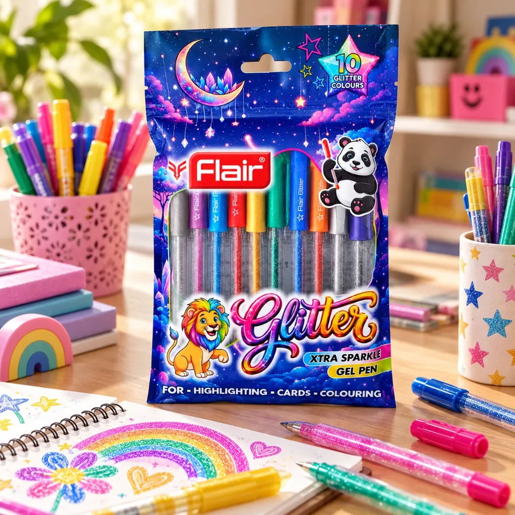 Flair Glitter Xtra Sparkle Gel Pen Pack of 10 (2).webp