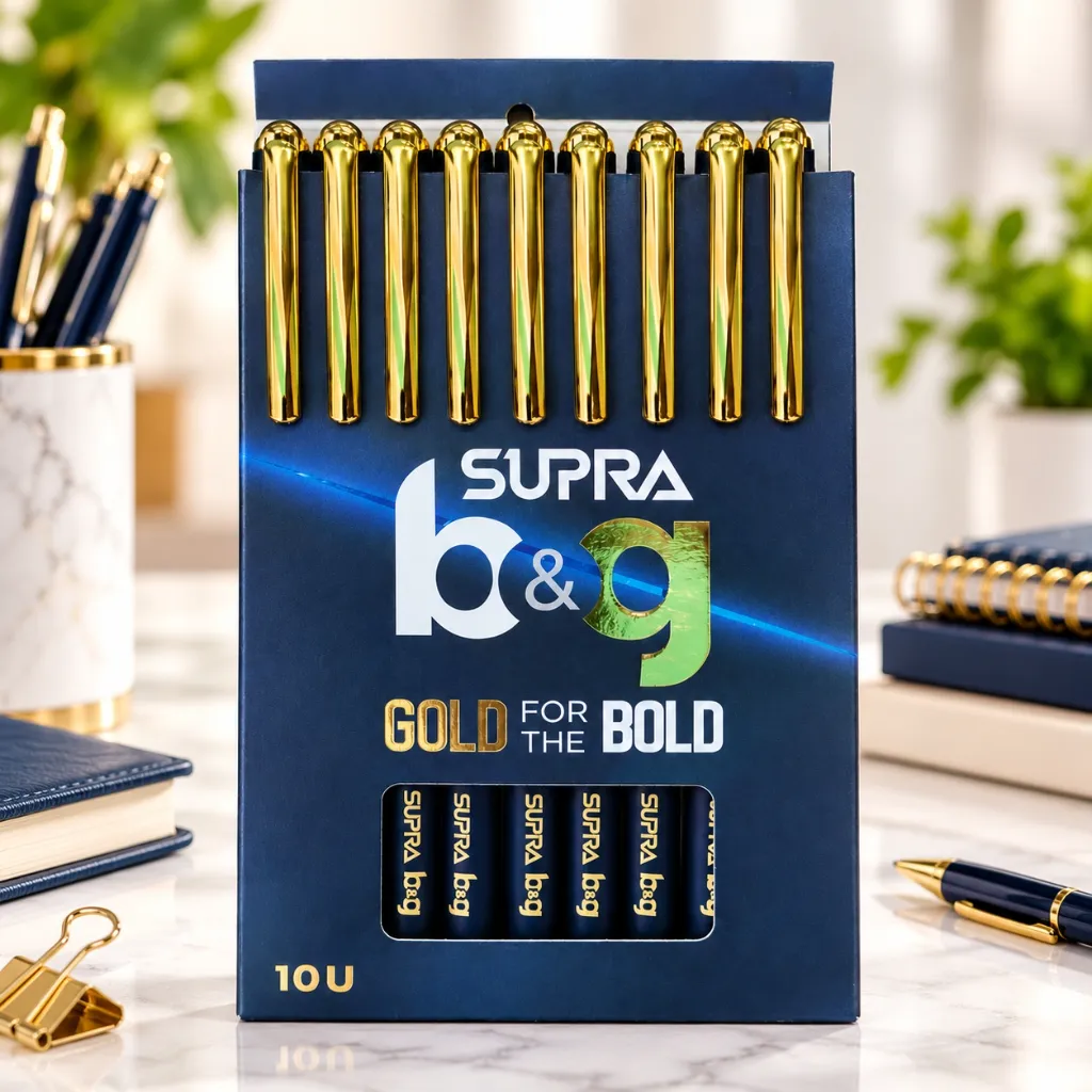 Supra B & G Gold For The Bold Ball Pen  10 Piece Black Pack.webp