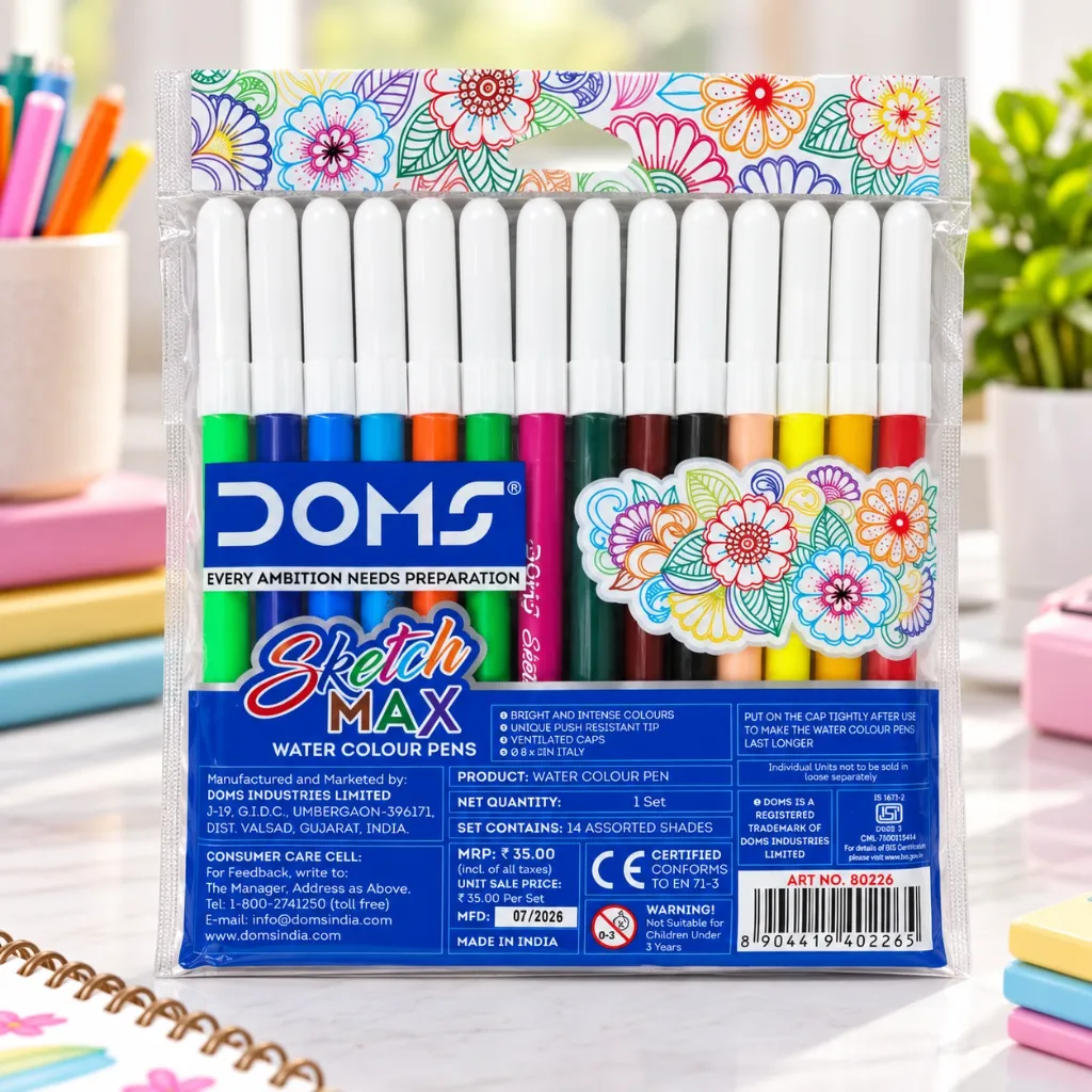 DOMS Sketch Max Water Colour Pens  14 Shades Colouring & Drawing Pens for Kids (2).webp
