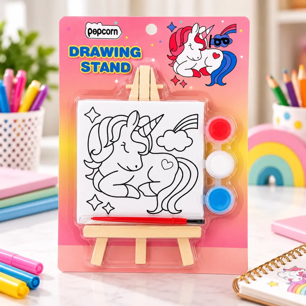 Popcorn Unicorn Drawing Stand  Kids Drawing & Painting Easel Set  Creative Art & Craft Activity (4).webp