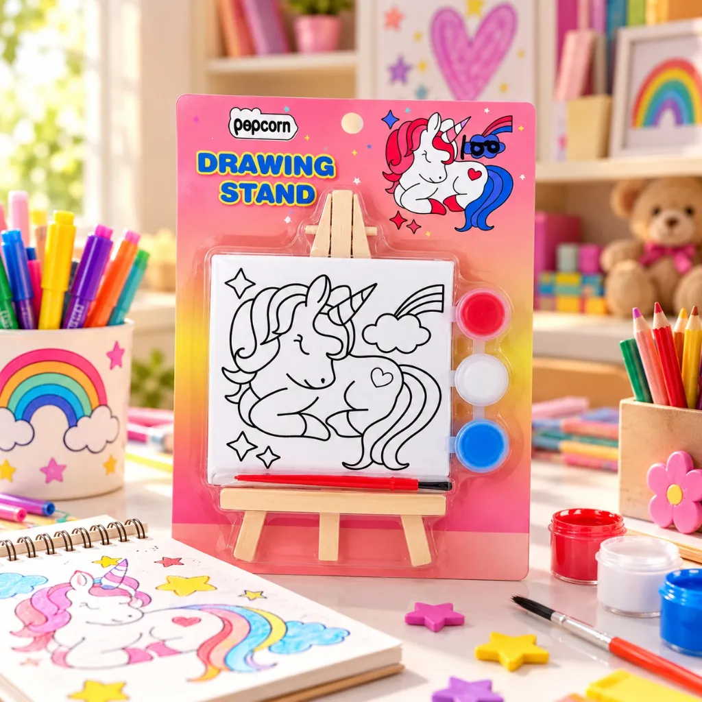 Popcorn Unicorn Drawing Stand  Kids Drawing & Painting Easel Set  Creative Art & Craft Activity (3).webp