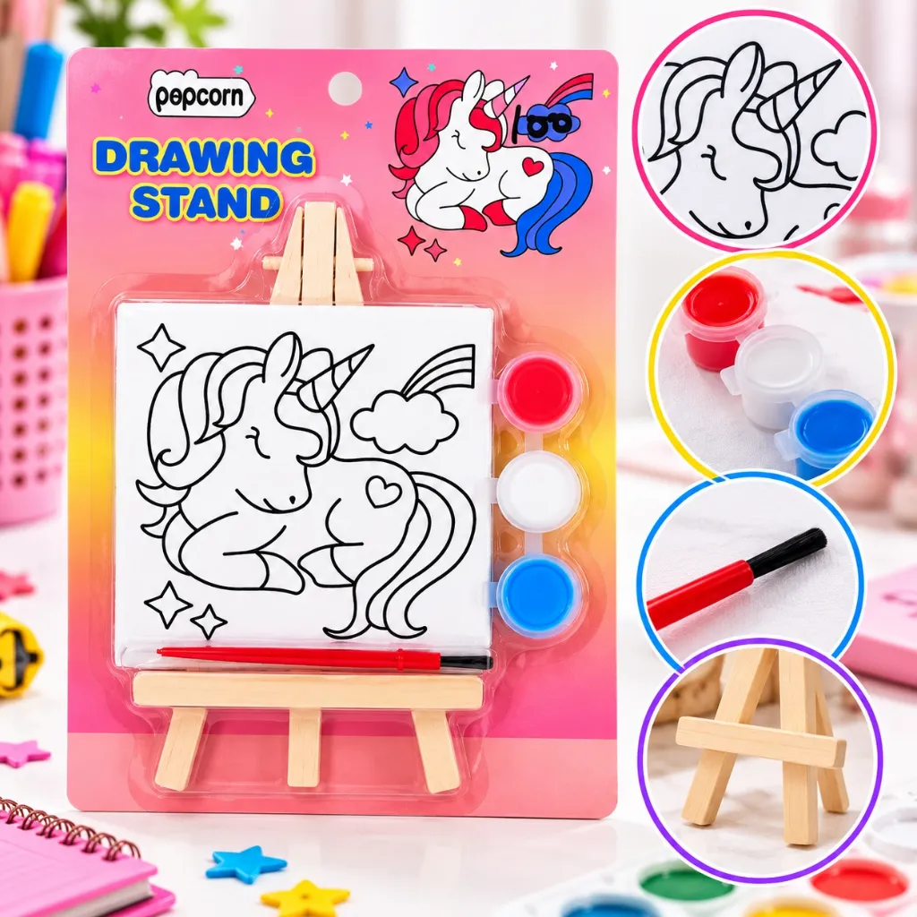 Popcorn Unicorn Drawing Stand  Kids Drawing & Painting Easel Set  Creative Art & Craft Activity (2).webp