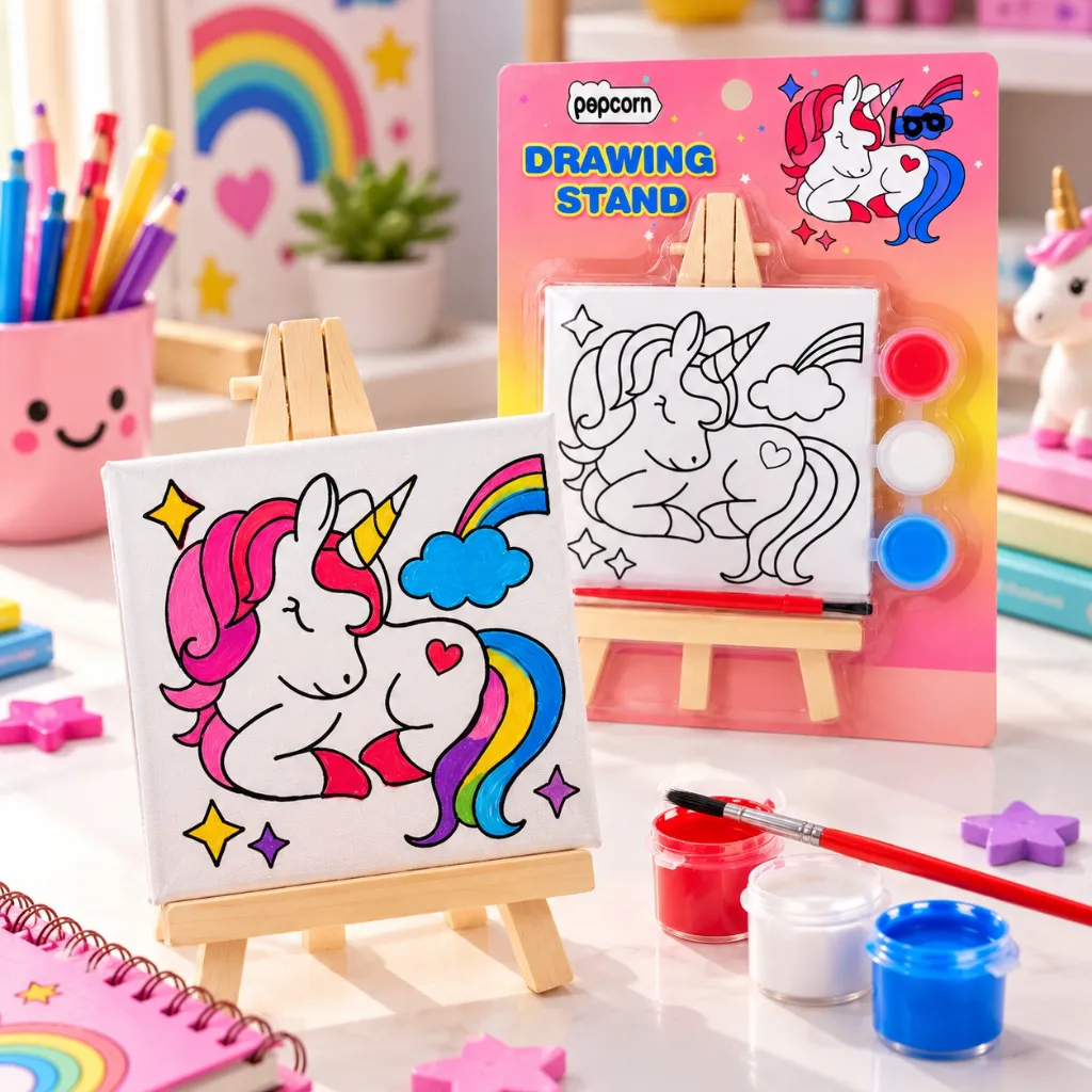 Popcorn Unicorn Drawing Stand  Kids Drawing & Painting Easel Set  Creative Art & Craft Activity.webp