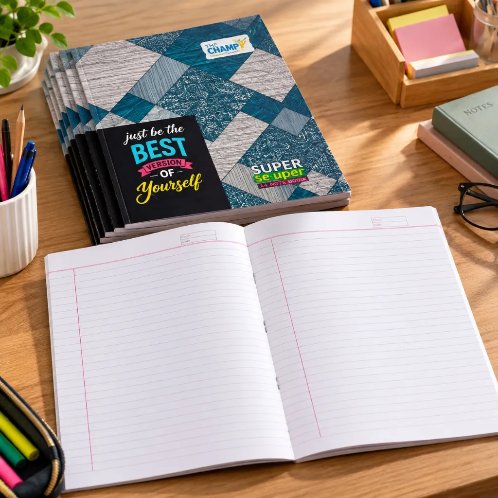The Champ A4 Single Line Notebook Pack of 6 – 136 Ruled Pages – Soft Cover Writing Notebook.webp