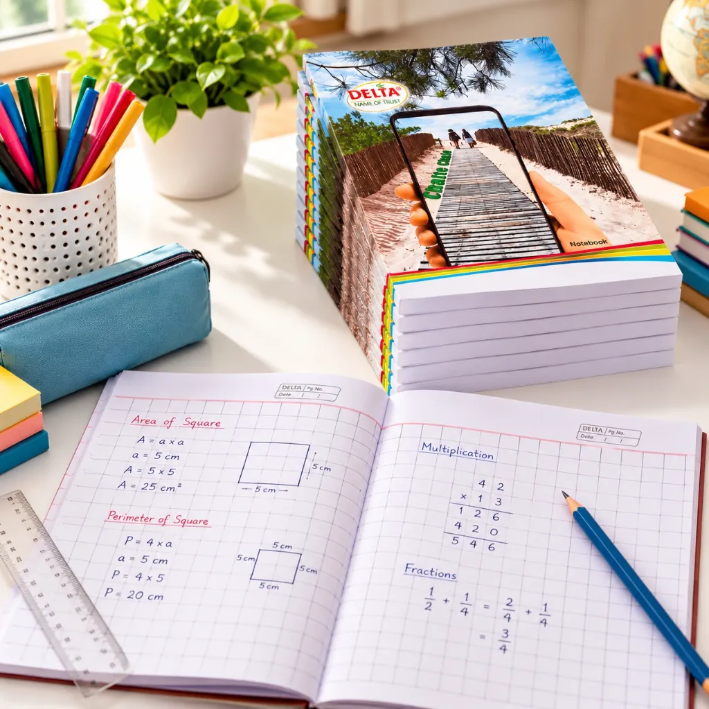 Delta Math Practice Notebook Pack of 10 – 84 Pages Each – Soft Cover Student Math Notebook.webp