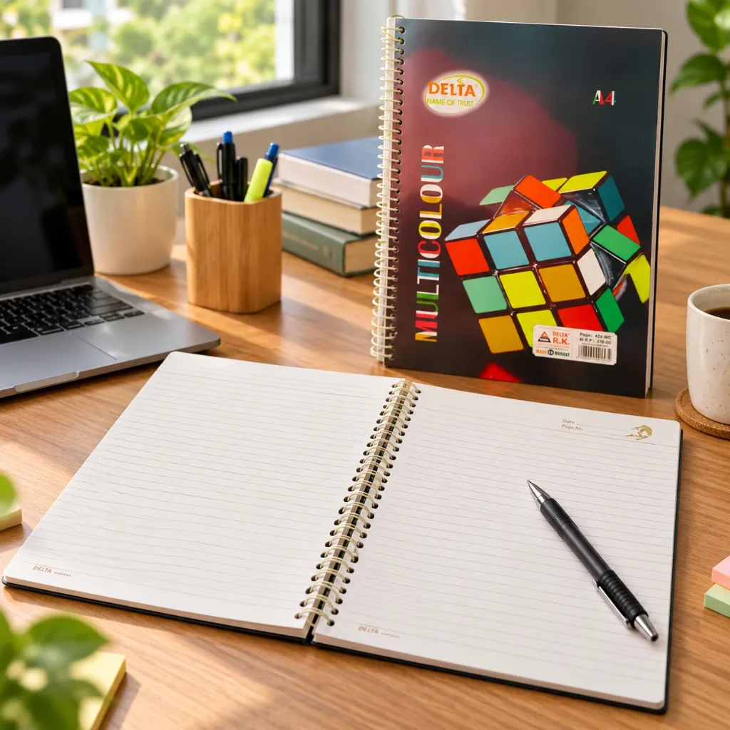 Delta A4 Spiral Notebook – 424 Ruled Pages – Soft Cover Wire Bound Writing Notebook.webp