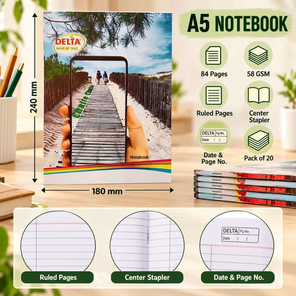 Delta A5 Notebook Combo Pack of 20 – Hindi English Math Notebooks – 84 Pages Each (3).webp