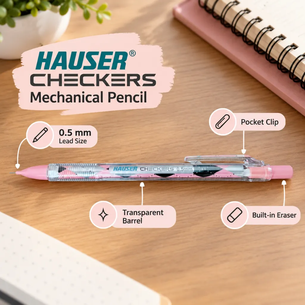Hauser Checkers Mechanical Pencil 0.5 mm Pack of 10  Writing & Drawing Pencils (3).webp