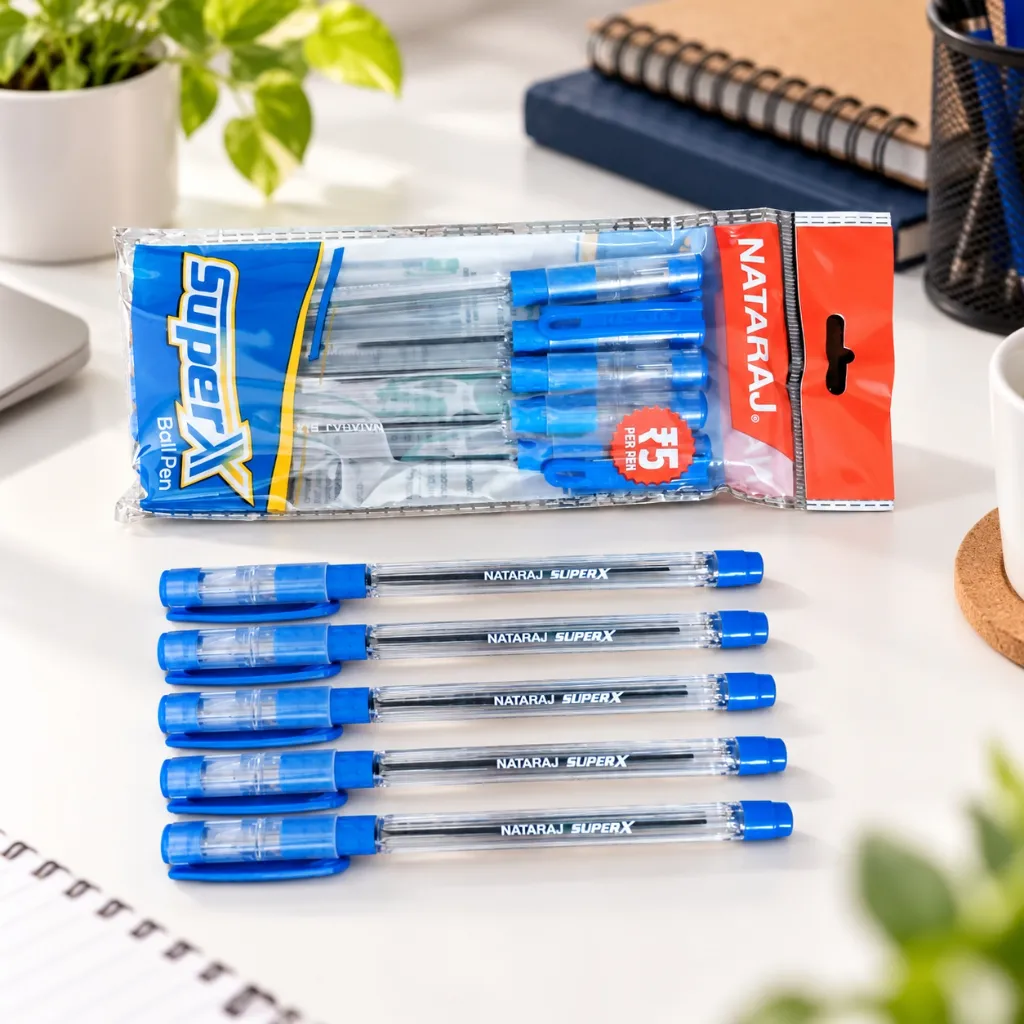 Nataraj Super X Ball Pen Blue  Pack of 10  2 Packets  Smooth Writing Pen (5).webp