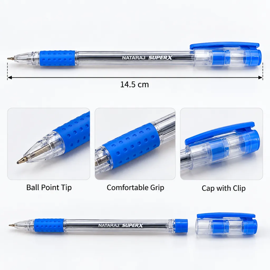 Nataraj Super X Ball Pen Blue  Pack of 10  2 Packets  Smooth Writing Pen (4).webp