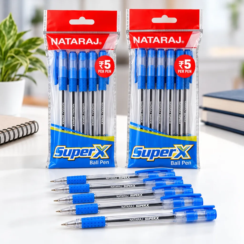 Nataraj Super X Ball Pen Blue  Pack of 10  2 Packets  Smooth Writing Pen (3).webp