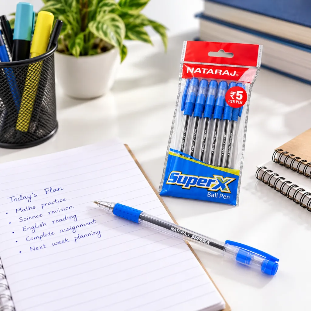 Nataraj Super X Ball Pen Blue  Pack of 10  2 Packets  Smooth Writing Pen (2).webp